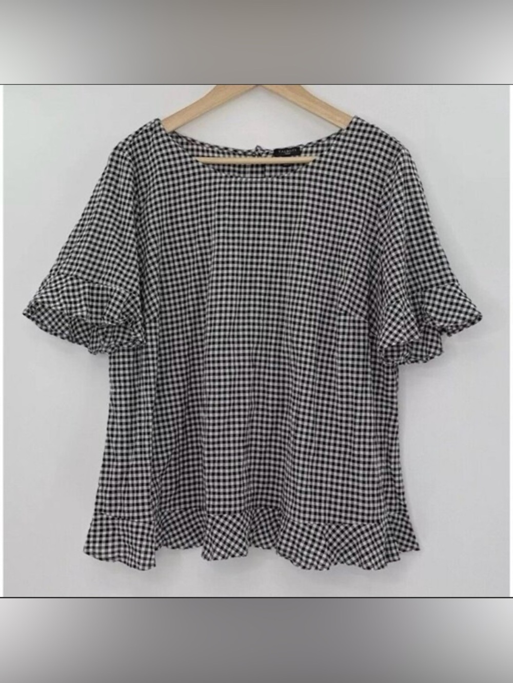 Talbots Black and White Check Blouse Plus Size 2x